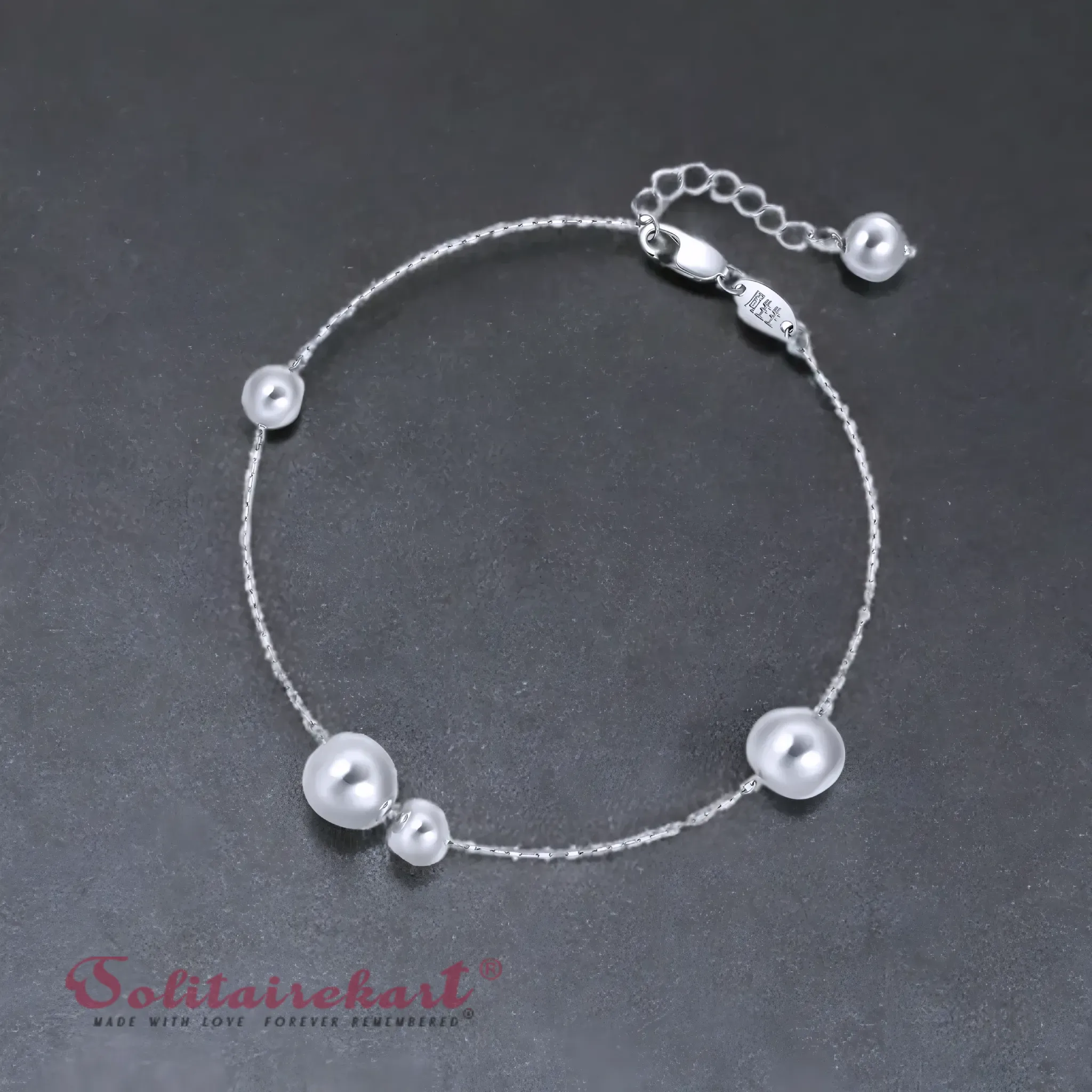 Solitairekart Platinum Beaded Charm Bracelets 3.968gm Weight For Woman.